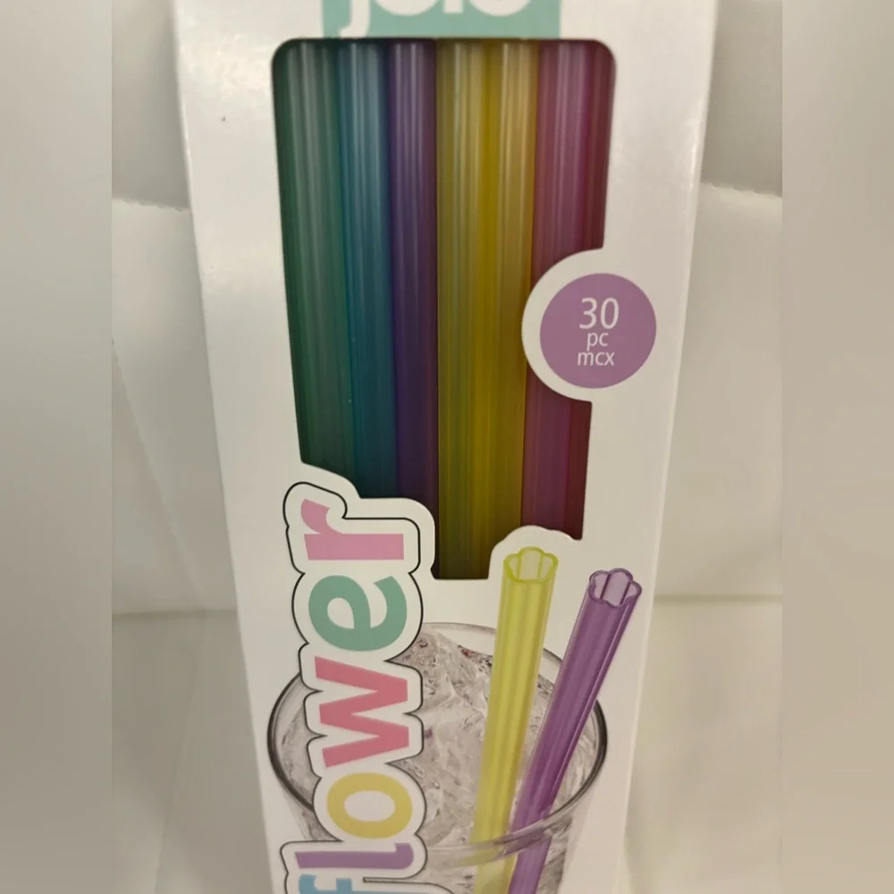 Joie Flower Reusable Straws with Cleaning Brush